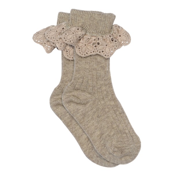 Socken m. Spitze MP kids Lisa · light brown melange