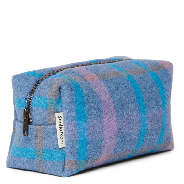 Pouch Wool Checked · sky blue