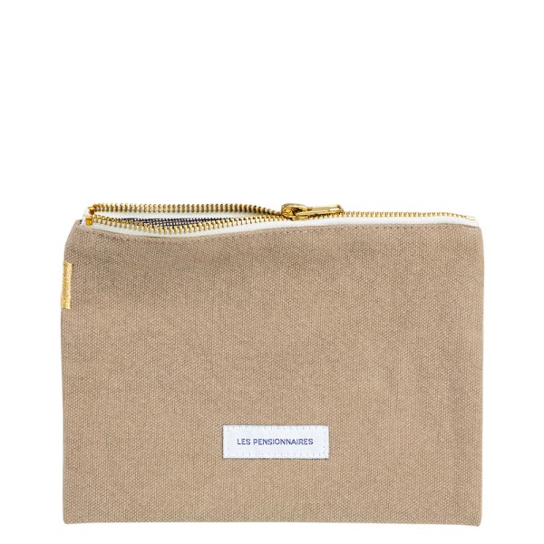 Pouch flach small bio-Baumwoll-Canvas · beige sable