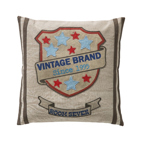 Kissenbezug 50x50cm Vintage Brand with Stars - grau