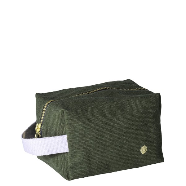 Pouch Cube small 15,5x10cm aus bio-Baumwolle wasserabweisend · kale