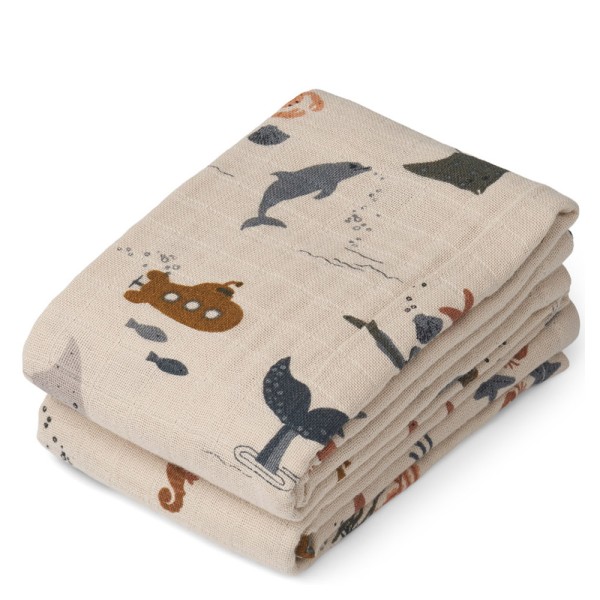 Mulltuch Lewis 2er-Set Sea Creature · sandy